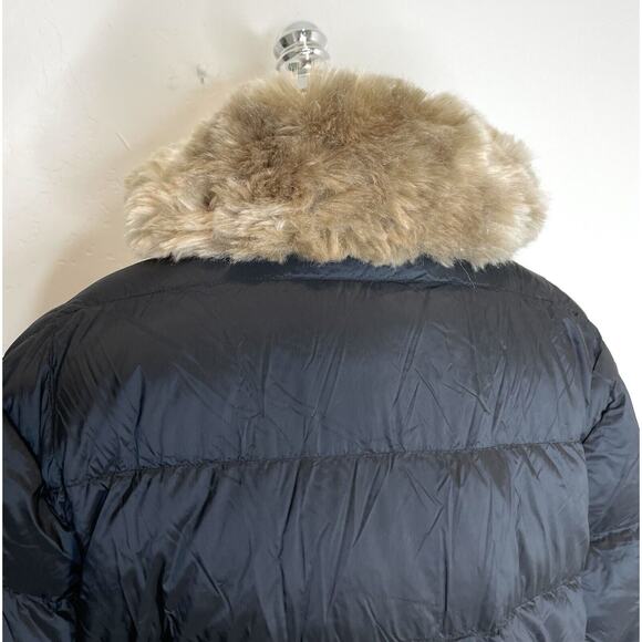 Alp N Rock Duck Down Puffer Coat Faux Fur Womens Large Black Long Buckles Jacket - Picture 9 of 13